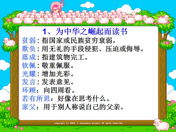 六年级上学期汉语文《为中华之崛起而读书》课件