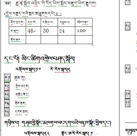 初二年级下学期藏语文期末考试试卷（D）