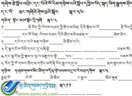 桑珠孜区第一中学2016-2017第二学期八年级藏语文期中考试试卷