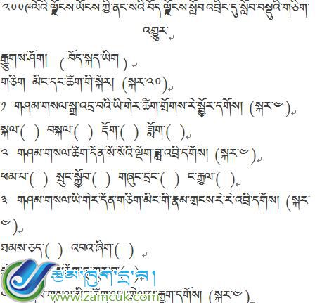 2009内地西藏班招生考试藏语文试卷