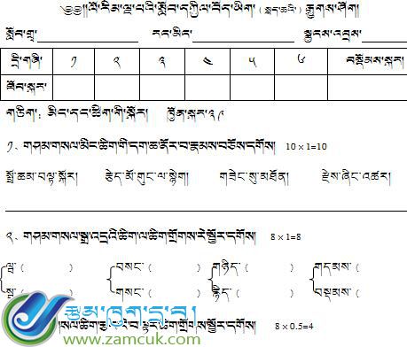 山南市洛扎县边巴小学五年级下学期藏语文（下册）期中考试考卷
