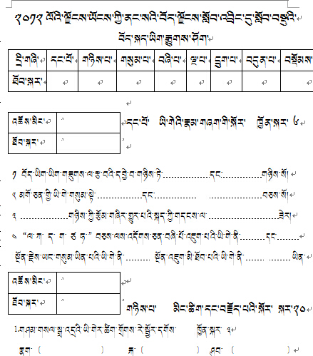 2012年内地西藏班招生考试试卷