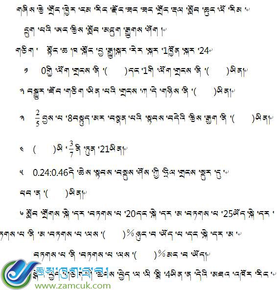西藏日喀则市昂仁县桑桑镇小学六年级上学期数学期末考试.jpg