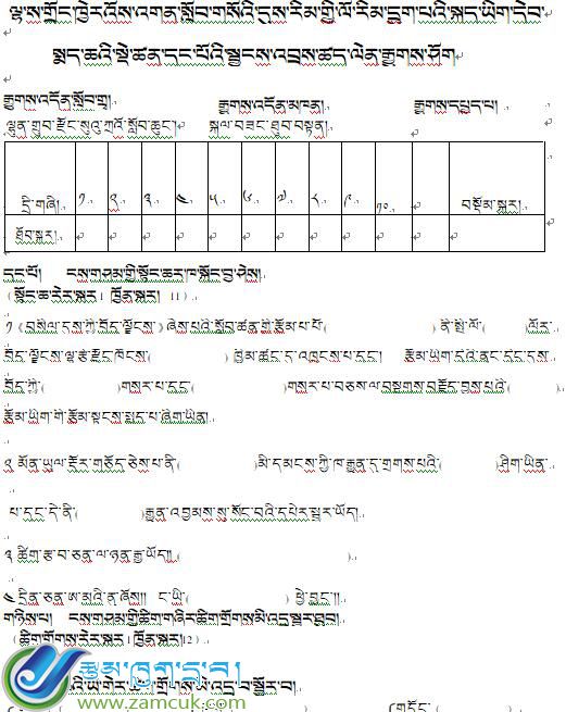 林周县苏州小学六年级下学期藏语文下册第一单元试卷