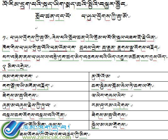 定结县日屋镇中心小学六年级下学期藏语文复习资料